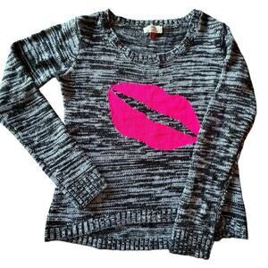 Kiss Pink Lips Knit Sweater By Lei Size Large